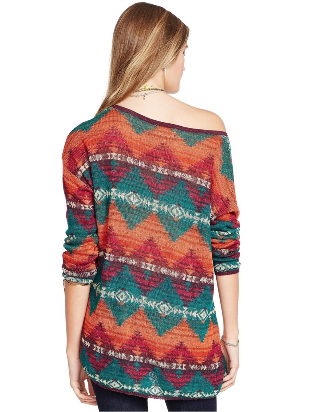 Denim & Supply Ralph Lauren Top Large Relaxed Geometric Aztec Sweater Multi - Picture 6 of 12